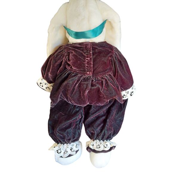 Bunnies and Bows by Brass Key Plush Bunny Rabbit Green Velvet Outfit 24" Toy - Picture 6 of 11